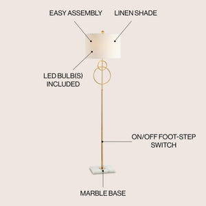 Haines modern circle marble/metal led floor lamp - Tuesday Morning - Floor Lamps
