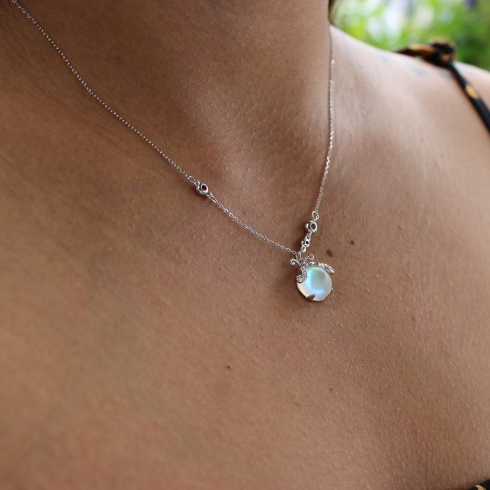 Moonstone Firefly Pendant Necklace Sterling Silver Handmade Gemstone Necklace