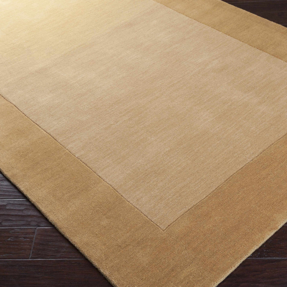 Bordered Solid Camel Yellow Wool Rug