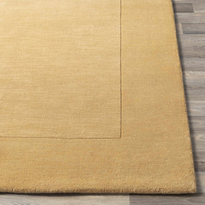 Bordered Solid Camel Yellow Wool Rug