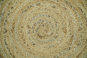 Hand Braided Solid Round natural Brown Jute Rug