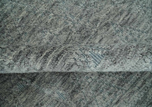 Hand carved Geometrical Design Ivory, Gray and Charcoal Hand knotted wool Area Rug