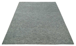 Hand carved Geometrical Design Ivory, Gray and Charcoal Hand knotted wool Area Rug