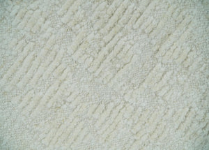 Hand carved Ivory Traditional Hand Knotted 8x10 high low Wool Area Rug