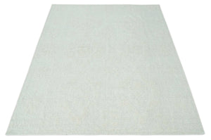 Hand carved Ivory Traditional Hand Knotted 8x10 high low Wool Area Rug