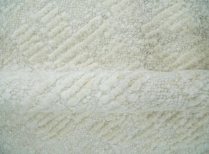 Hand carved Ivory Traditional Hand Knotted 8x10 high low Wool Area Rug