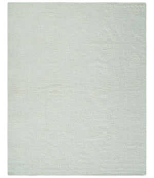 Hand carved Ivory Traditional Hand Knotted 8x10 high low Wool Area Rug
