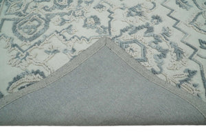 Traditional Silver and Ivory Hand Tufted Wool 5x8 Textured Loop Area Rug
