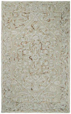 Hand Tufted 5x8 Brown and Beige Wool Textured Loop Area Rug