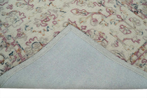 Hand Tufted 5x8 Pink and Beige Wool Textured Loop Area Rug