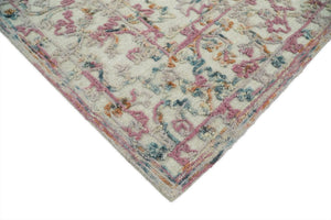 Hand Tufted 5x8 Pink and Beige Wool Textured Loop Area Rug