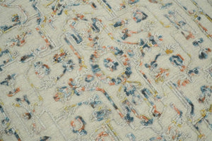 Hand Tufted 5x8 Beige and Blue Wool Textured Loop Area Rug