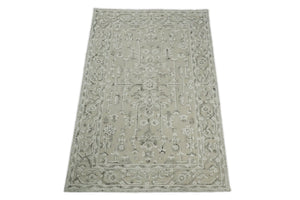 Beige Modern Style Hand Tufted Wool Textured Loop 5x8 Area Rug