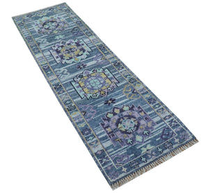 Hand knotted 2.6x8 Gray Traditional Transitional Design Wool Area Rug