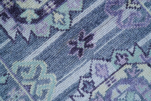 Hand knotted 2.6x8 Purple transitional geometrical Design Wool Area Rug