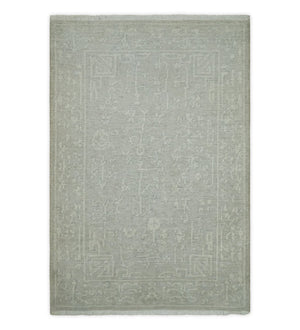 Hand Knotted 2x3 Beige and Ivory Traditional Persian Oushak Wool Rug