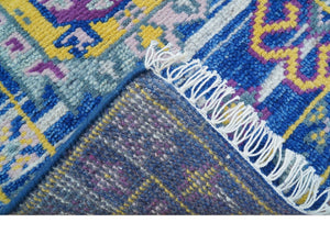 Hand knotted 2x3 Blue Traditional Transitional Design Wool Area Rug