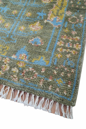 Hand Knotted 2x3 Traditional Tree of life Olive Wool Area Rug