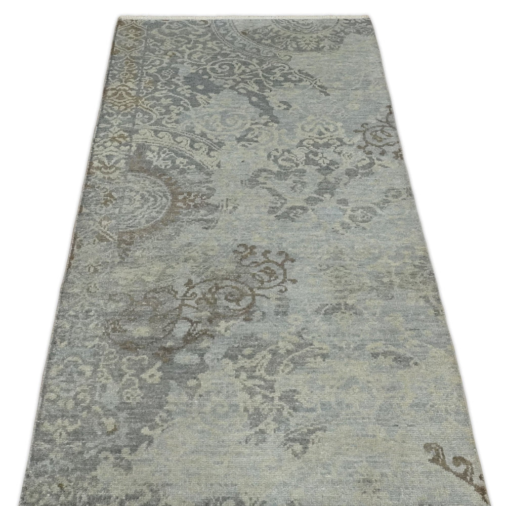 Hand Knotted 2x4 Gray And Beige Traditional Vintage Persian Wool Rug