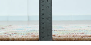 Hand knotted 2x6 Peach And Green Traditional Oushak Design Wool Area Rug