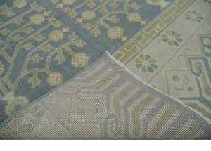 Hand Knotted 3x3 Gray, Ivory and Beige Traditional Low Pile Wool Rug, Bedside Rug | N35033