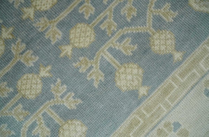 Hand Knotted 3x3 Gray, Ivory and Beige Traditional Low Pile Wool Rug, Bedside Rug | N35033
