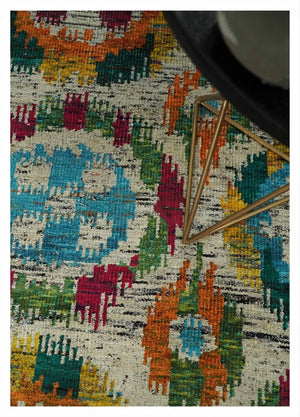 Hand Knotted 4.5x6.5 Multicolor Persian Recycled Silk Area Rug