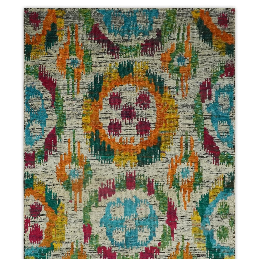 Hand Knotted 4.5x6.5 Multicolor Persian Recycled Silk Area Rug