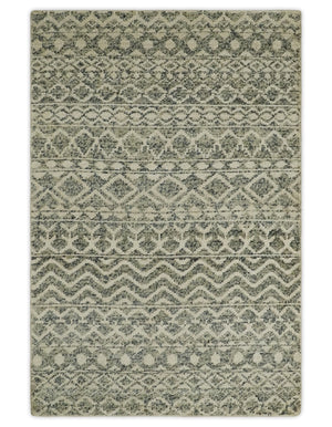 Hand Knotted 4x6 Beige, Camel and Olive Modern Contemporary Southwestern Tribal Trellis Recycled Silk Area Rug