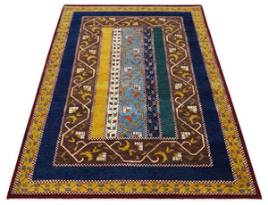 Hand Knotted 4x6 Multicolor Striped Wool Southwestern Lori Gabbeh Rug