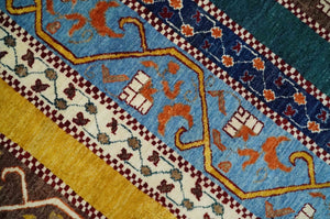 Hand Knotted 4x6 Multicolor Striped Wool Southwestern Lori Gabbeh Rug