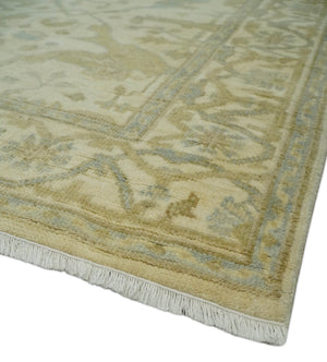 Hand Knotted 4x6 Oriental Oushak Beige an Gray Wool Area Rug, Small Turkish Design Rug | N35146