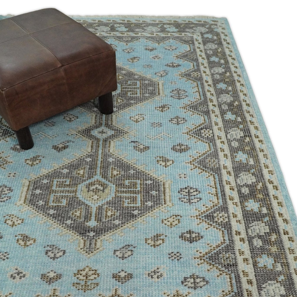 Hand knotted 4x6 Persian Blue and Brown Antique Vintage Wool Area Rug