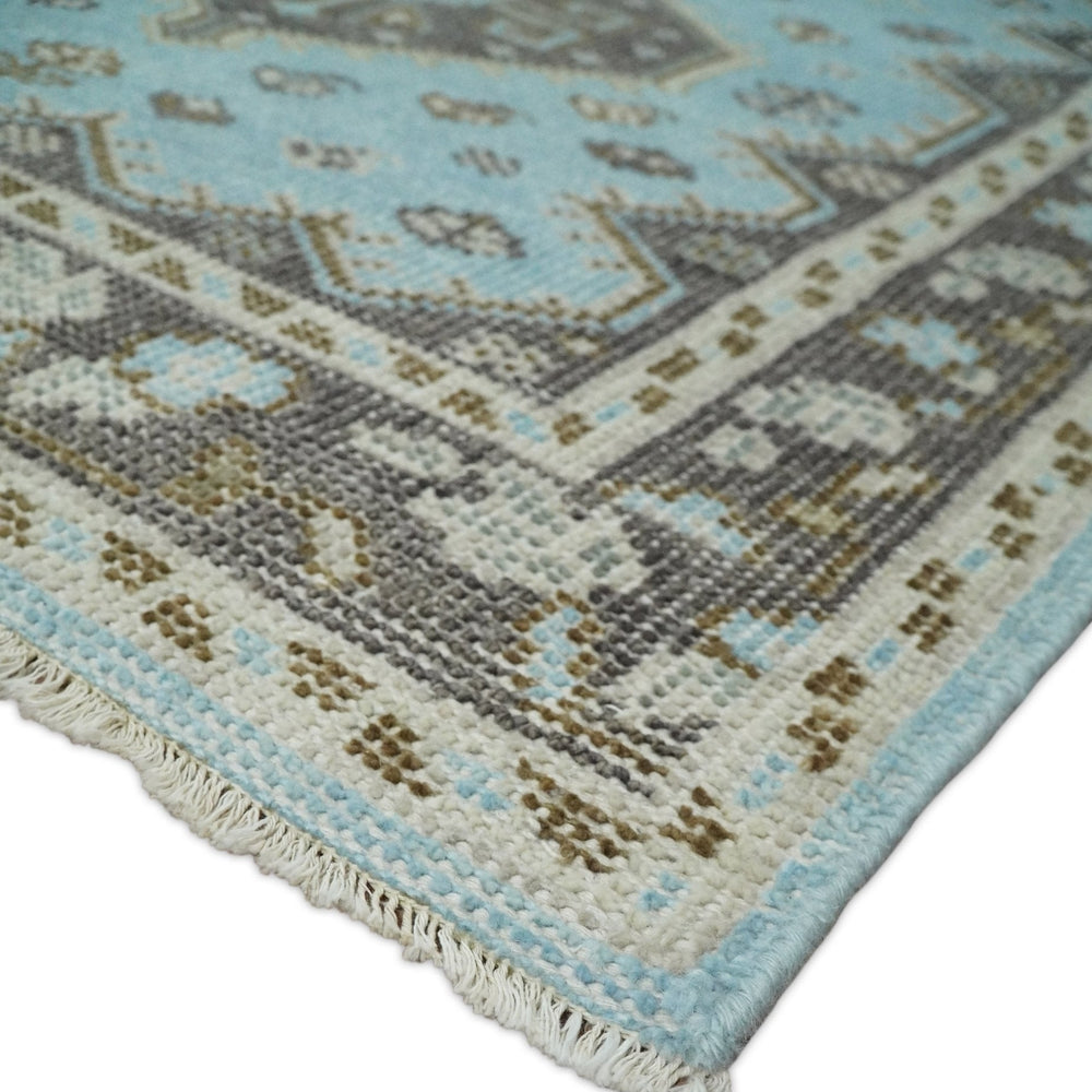 Hand knotted 4x6 Persian Blue and Brown Antique Vintage Wool Area Rug
