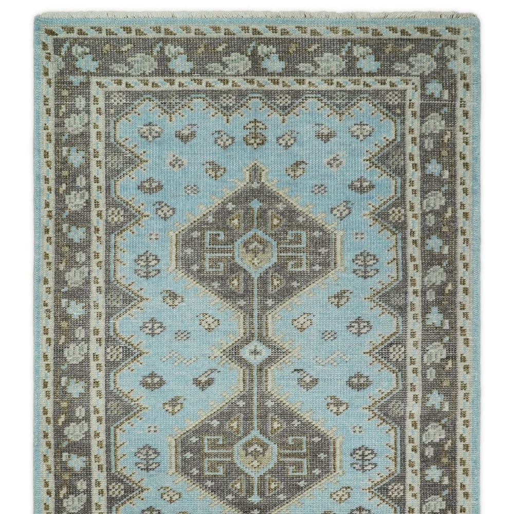 Hand knotted 4x6 Persian Blue and Brown Antique Vintage Wool Area Rug