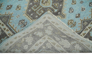 Hand knotted 4x6 Persian Blue and Brown Antique Vintage Wool Area Rug