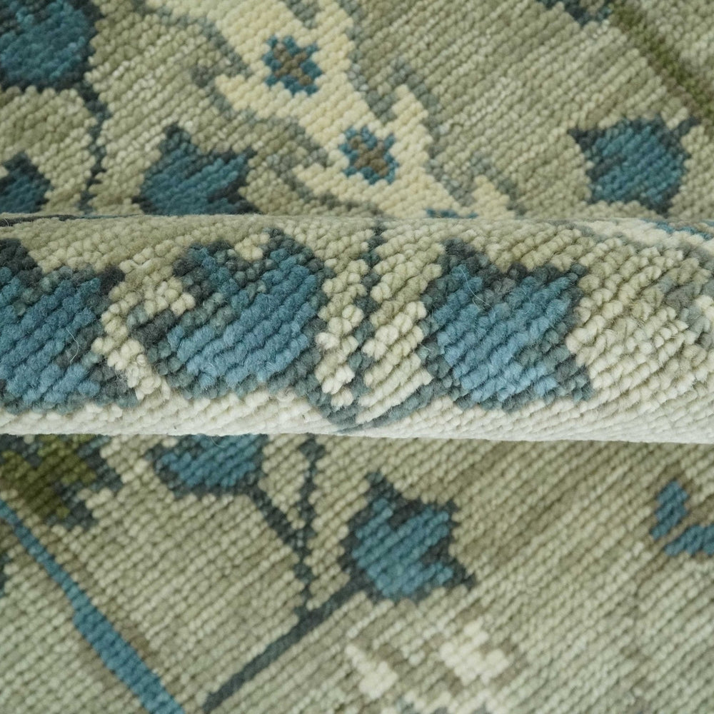 Tree of life Hand Knotted Traditional Beige and Blue Vintage Style Custom Made Wool Area Rug
