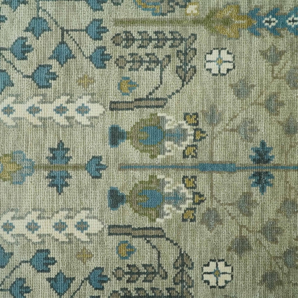Tree of life Hand Knotted Traditional Beige and Blue Vintage Style Custom Made Wool Area Rug