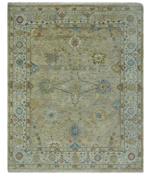 Hand Knotted Beige, Ivory and Gray Traditional Oushak Custom Made Wool Rug
