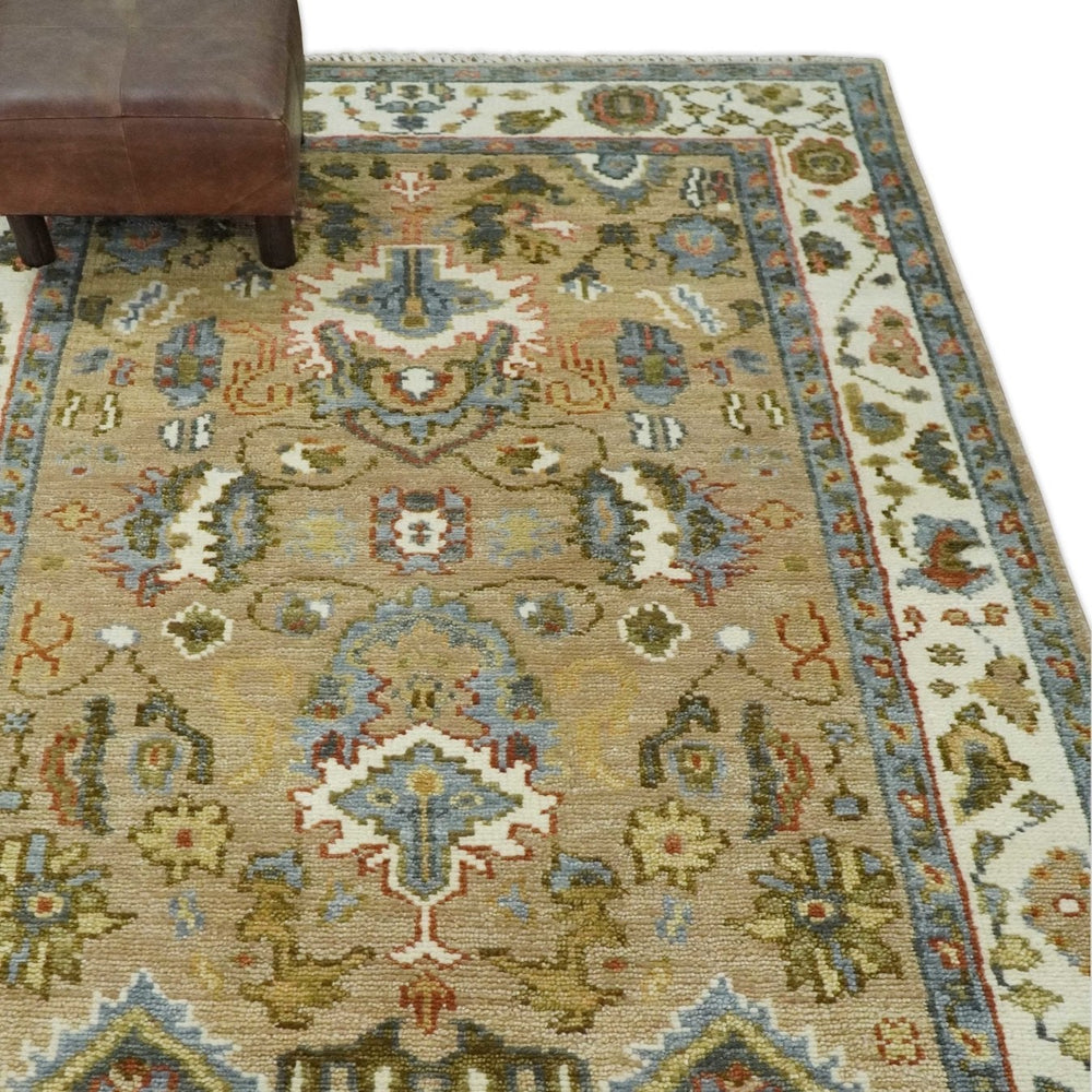 Beige and Ivory Hand knotted Traditional Oriental Oushak Multi Size Wool Area Rug