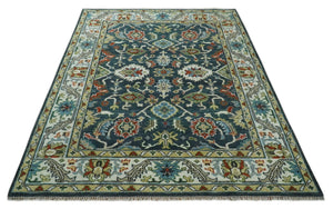 Hand Knotted Green and Ivory Traditional Oriental Oushak Custom Made Wool Area Rug