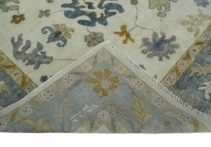 Hand Knotted Beige And Gray Traditional Oushak Wool Rug