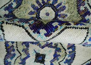 Hand Knotted 5x8 Beige, Blue and Olive Modern Style Recycled Silk Area Rug