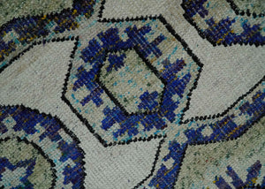 Hand Knotted 5x8 Beige, Blue and Olive Modern Style Recycled Silk Area Rug