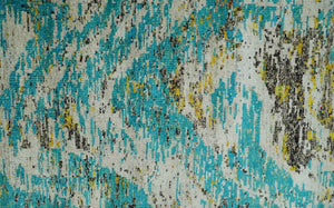 Hand Knotted 5x8 Blue, Ivory and Brown Modern Abstract  Recycled Silk Area Rug
