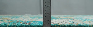Hand Knotted 5x8 Blue, Ivory and Brown Modern Abstract  Recycled Silk Area Rug