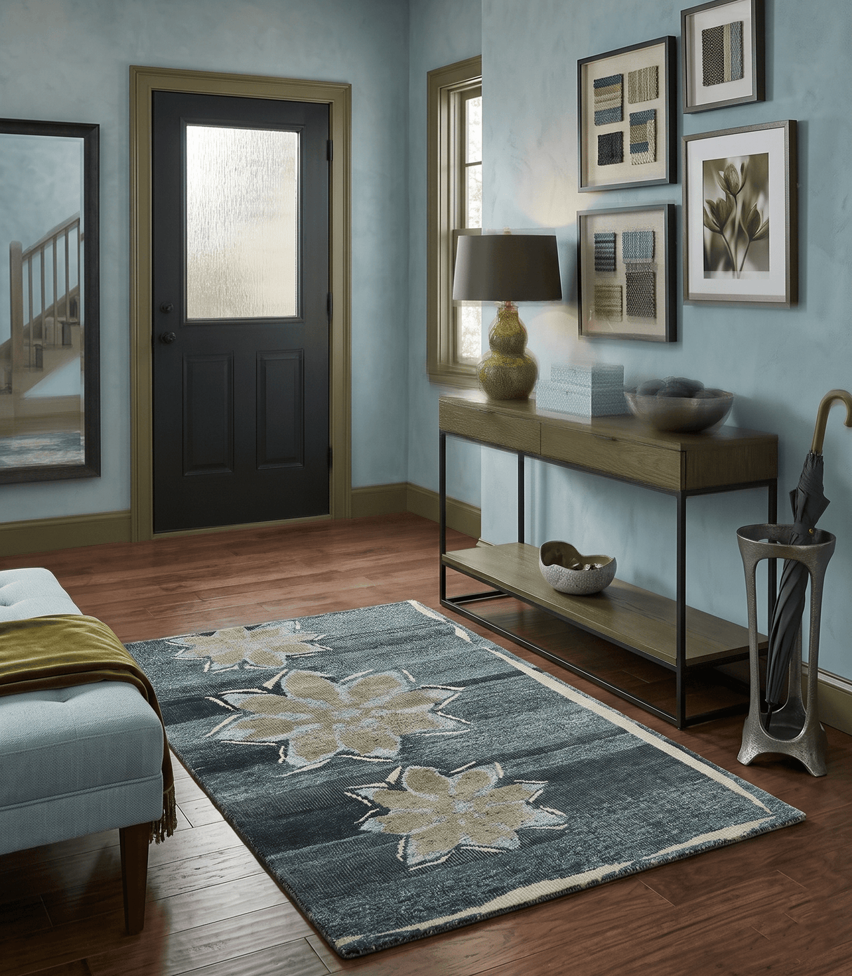 Hand Knotted 5x8 Charcoal And Beige Floral  Recycled Silk Area Rug
