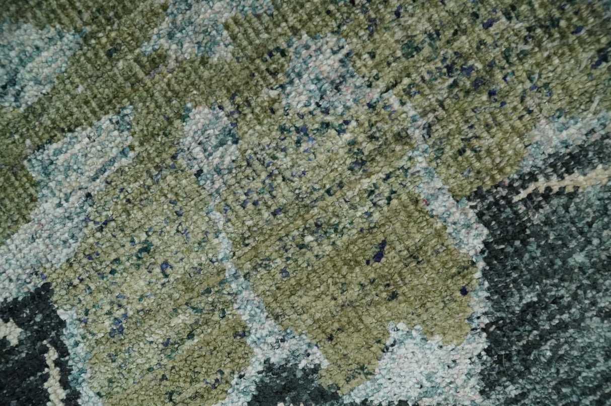 Hand Knotted 5x8 Charcoal And Beige Floral  Recycled Silk Area Rug