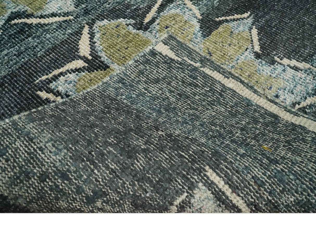 Hand Knotted 5x8 Charcoal And Beige Floral  Recycled Silk Area Rug