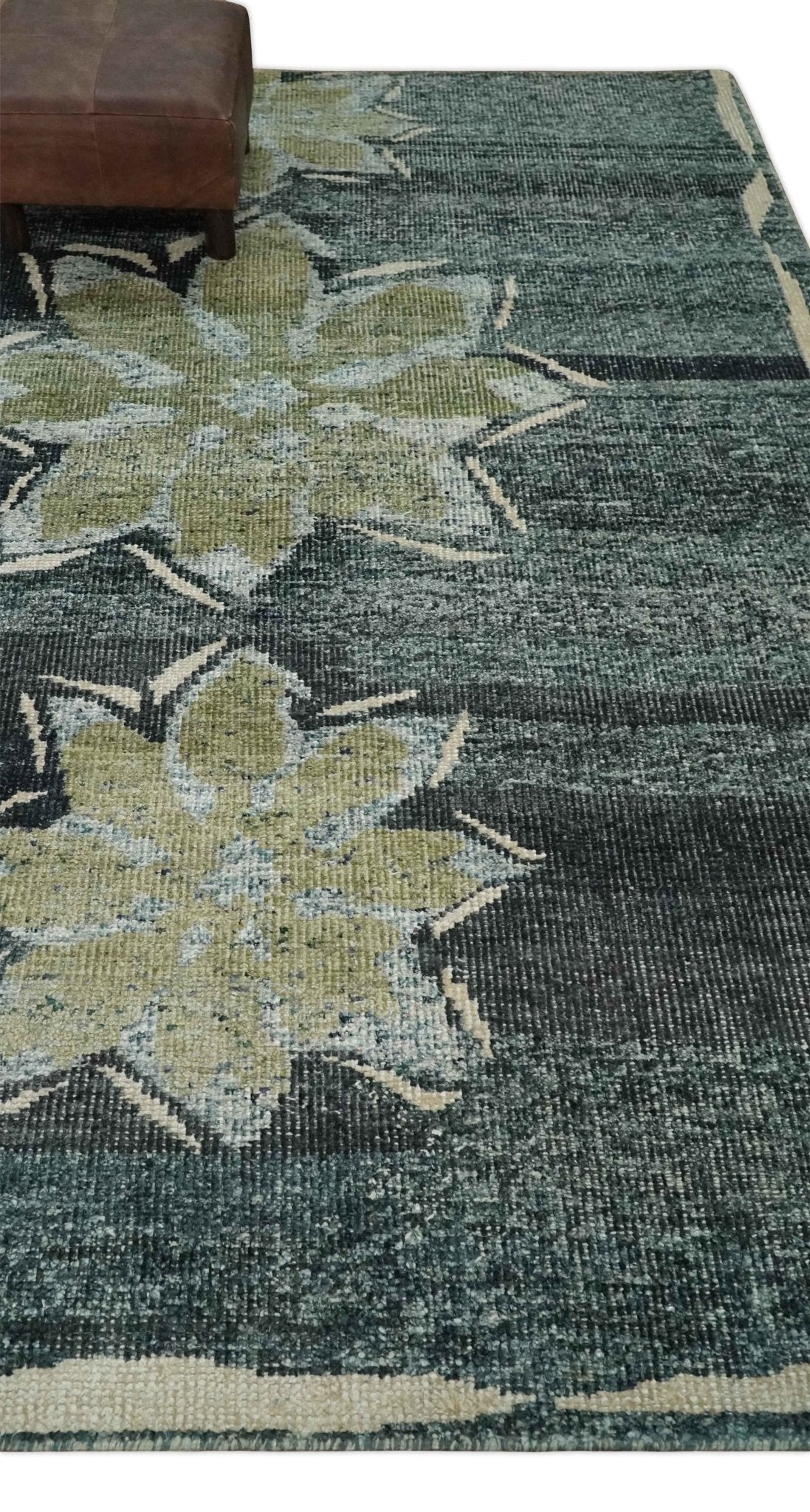 Hand Knotted 5x8 Charcoal And Beige Floral  Recycled Silk Area Rug